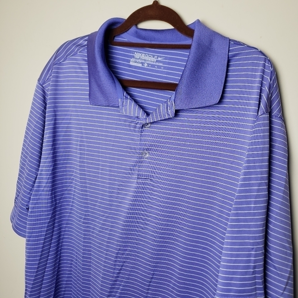 NIKE Purple Striped Polo Dri Fit Men's Shirt - Picture 2 of 8